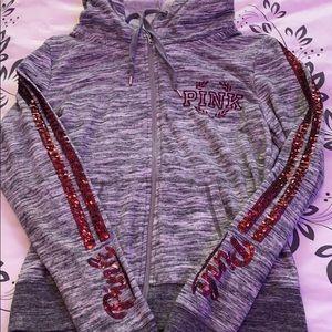 pink zip up hoodie